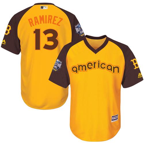 Red Sox #13 Hanley Ramirez Gold 2016 All-Star American League Stitched Youth MLB Jersey - Click Image to Close